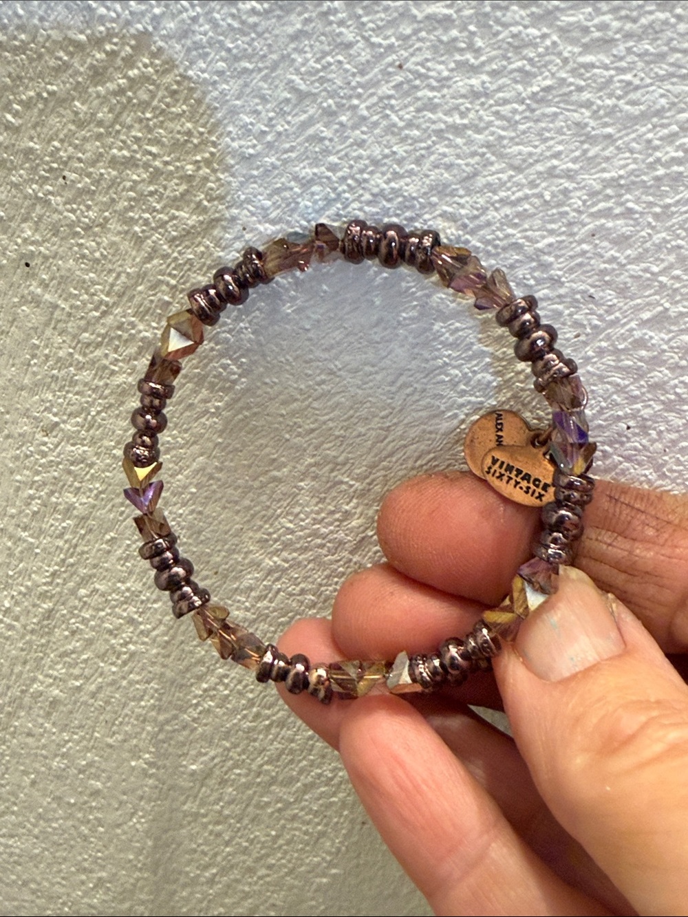 Alex and Ani Iridescent Purple magenta Crystal wrap Bracelet